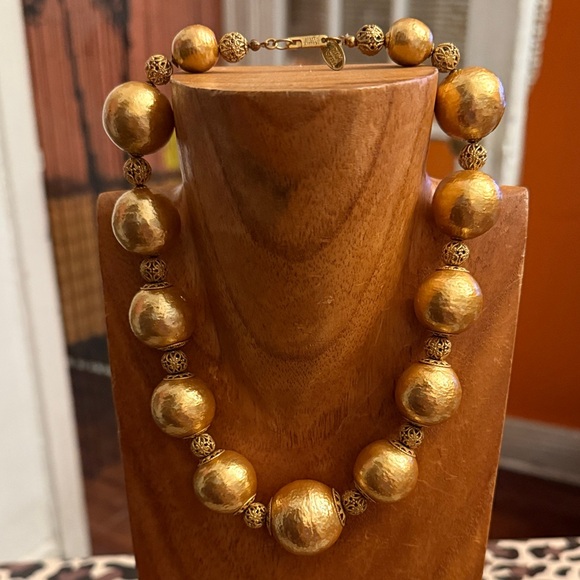 MIRIAM HASKELL Signed Elegant Gold Beaded Necklace - Picture 4 of 6